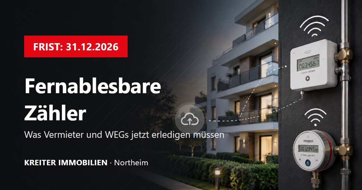 Fernablesbare Zähler – Mehrfamilienhaus mit funkablesbaren Wärme- und Wasserzählern, Frist 31.12.2026