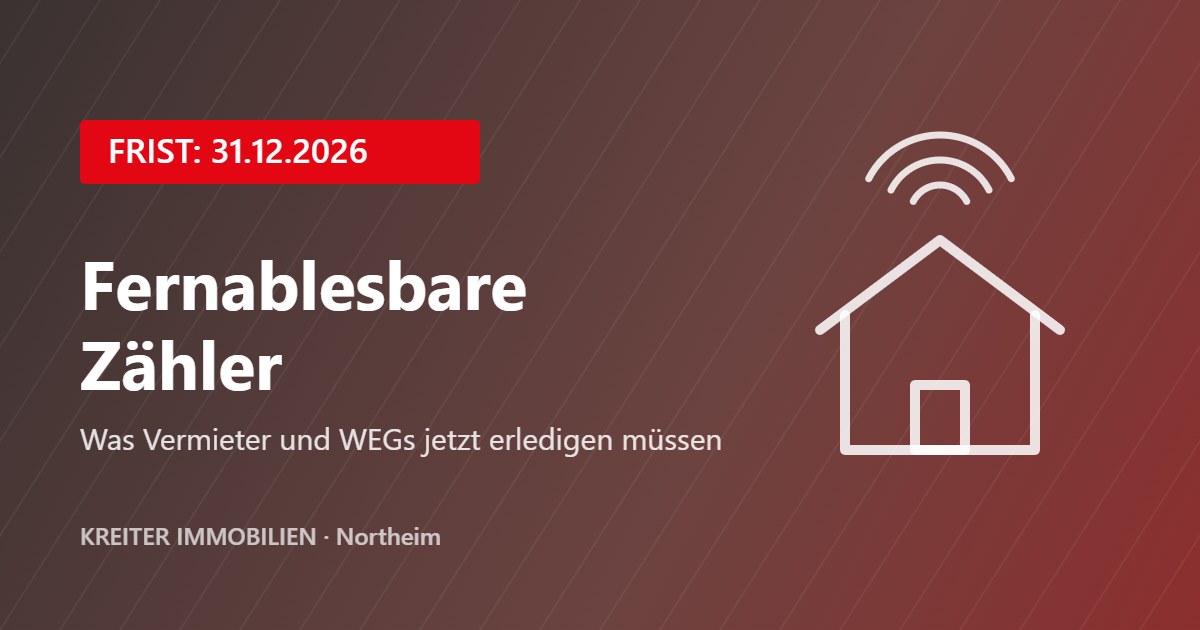 Haus mit Funkwellen – fernablesbare Zähler, Frist 31.12.2026