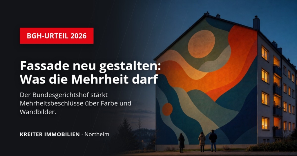 Titelbild: Fassade neu gestalten: Was die Eigentümergemeinschaft mit Mehrheit beschließen darf (BGH-Urteil 2026)
